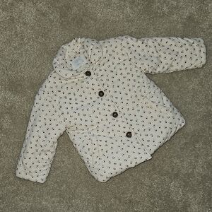 Zara Cream Kids Puffer Jacket with Floral Print